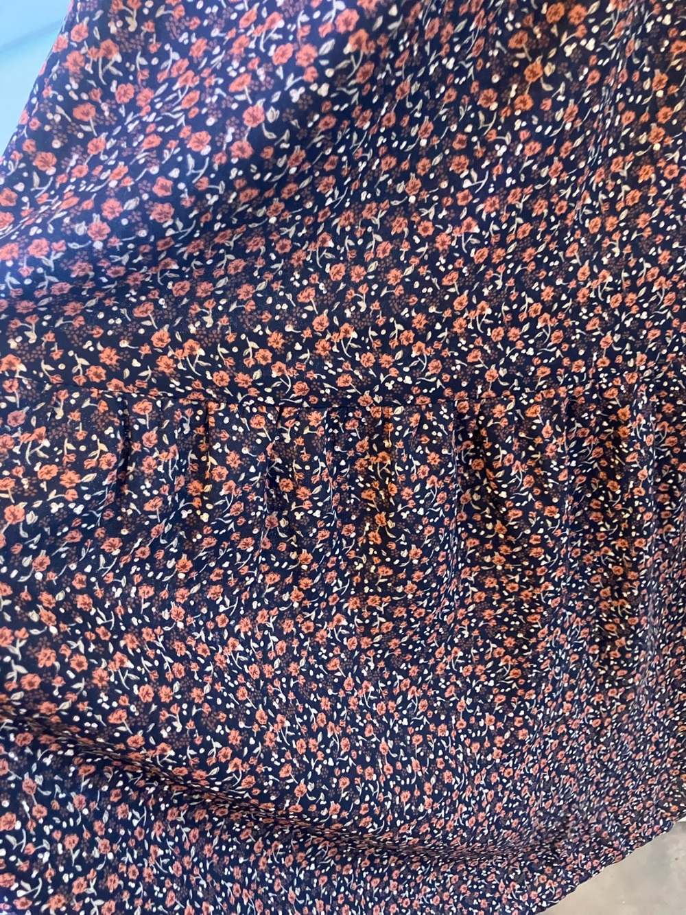 bohme Navy Maxi Dress with Rust Floral Print and Tie Waist - Picture 5 of 11